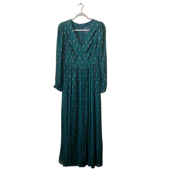 Modcloth Enchanting Evening Maxi Dress NWT Emerald Green and Gold Floor Length - Picture 3 of 16